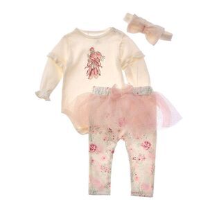 Quiltex Girls  Flower 3Pc Tutu Legging Set & Headband, White